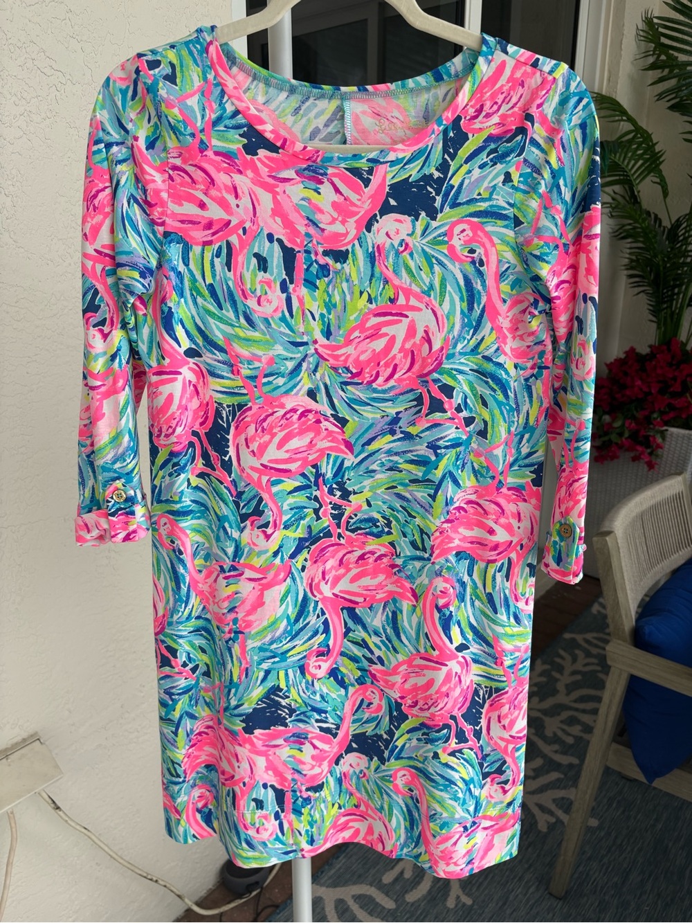 Lily Pulitzer Linden Pink Flamingo Print Midi Dress - XS Like New